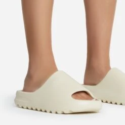 EGO Playoff Flat Slider Sandal In Off White Rubber 10 EGO Playoff Flat Slider Sandal In Off White Rubber -EGO Sales playoff 10819 copy