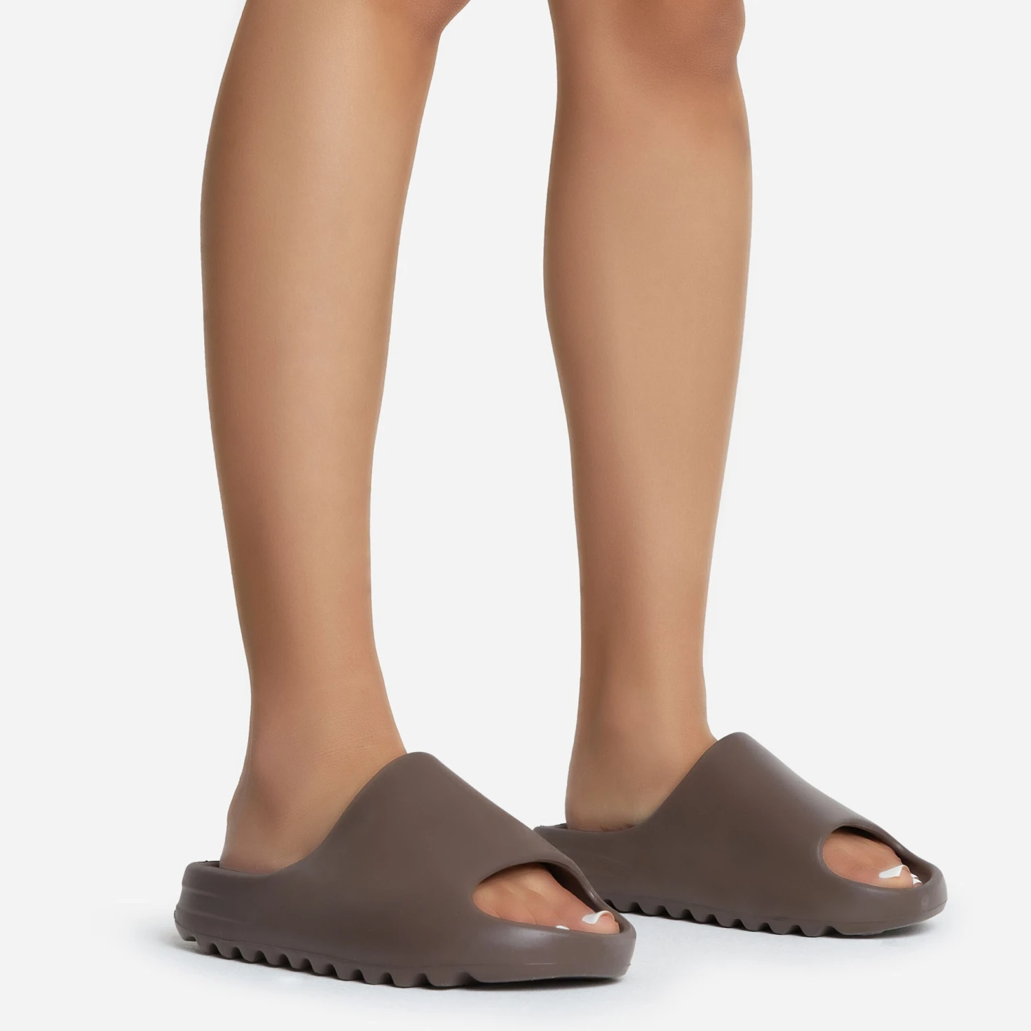 EGO Playoff Flat Slider Sandal In Chocolate Brown Rubber 4 EGO Playoff Flat Slider Sandal In Chocolate Brown Rubber - Image 2