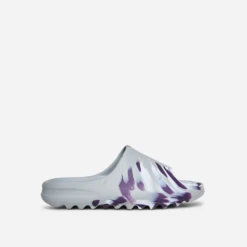 EGO Playoff Paint Stroke Effect Flat Slider Sandal In Grey Rubber