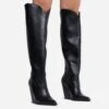 EGO Pony-Club Pointed Toe Low Block Heel Knee High Long Western Cowboy Boot In Black Faux Leather 1 EGO Pony-Club Pointed Toe Low Block Heel Knee High Long Western Cowboy Boot In Black Faux Leather -EGO Sales ponyclub 8016