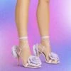 EGO Rosalia Lace Up Knotted Strap 3D Rose Detail Square Toe Stiletto Heel In Lilac Faux Leather -EGO Sales rosalia lilac1 s