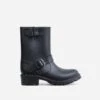 EGO Senorita Buckle Detail Chunky Sole Ankle Wellington Biker Boot In Black Rubber
