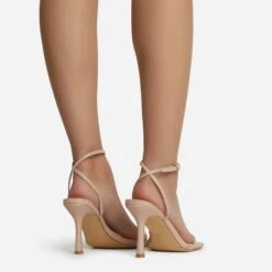 EGO Savannah Barely There Square Toe Heel In Nude Faux Leather -EGO Sales savannah 15658 copy