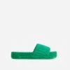 EGO Gotchu Flatform Slider Sandal In Green Terry Towel Fabric -EGO Sales sgg007 7562