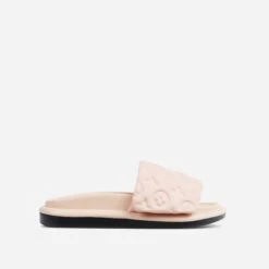 EGO It's-A-Vibe Embossed Velcro Strap Flat Slider Sandal In Nude Lycra -EGO Sales sgg007 7567 1