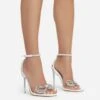 EGO Sugar-Coated Diamante Bow Detail Square Toe Clear Perspex Heel In White Faux Leather -EGO Sales sugarcoated 11081 copy