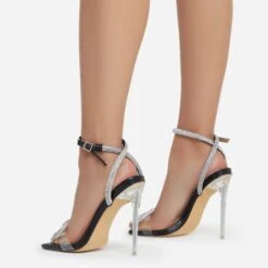 EGO Sugar-Coated Diamante Bow Detail Square Toe Clear Perspex Heel In Black Faux Leather -EGO Sales sugarcoated 11087 copy