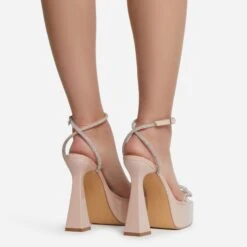 EGO Sugar-Fire Diamante Bow Perspex Strap Square Toe Platform Flared Block Heel In Nude Patent 11 EGO Sugar-Fire Diamante Bow Perspex Strap Square Toe Platform Flared Block Heel In Nude Patent -EGO Sales sugarfire 0632 copy