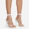 EGO Sunbathe Square Toe Lace Up Clear Perspex Heel In White Faux Leather -EGO Sales sunbathe 11160 copy