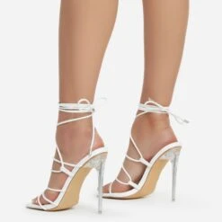 EGO Sunbathe Square Toe Lace Up Clear Perspex Heel In White Faux Leather -EGO Sales sunbathe 11162 copy