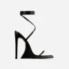 EGO Superlit Lace Up Square Toe Sculptured Platform Stiletto Heel In Black Faux Leather -EGO Sales superlit 1365