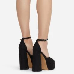 EGO That-Extra Peep Toe Platform Block Heel In Black Faux Suede -EGO Sales thatextra 11218 copy