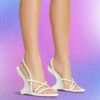 EGO Thriller Strappy Detail Square Toe Sling Back Cut Out Wedge Heel In White Faux Leather -EGO Sales thriller white1 s